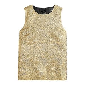 J. Crew Collection Womens Gold Bow Back Top In Metallic Leaf Jacquard Size XS